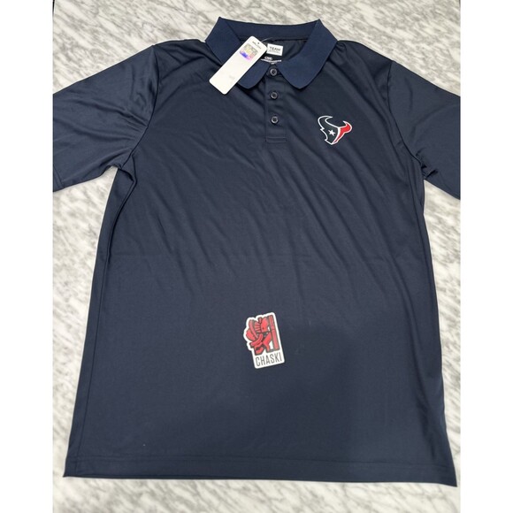 Houston Texans NFL Team Apparel Men's Polo Shirt Blue Logo Large NEW - Picture 1 of 5